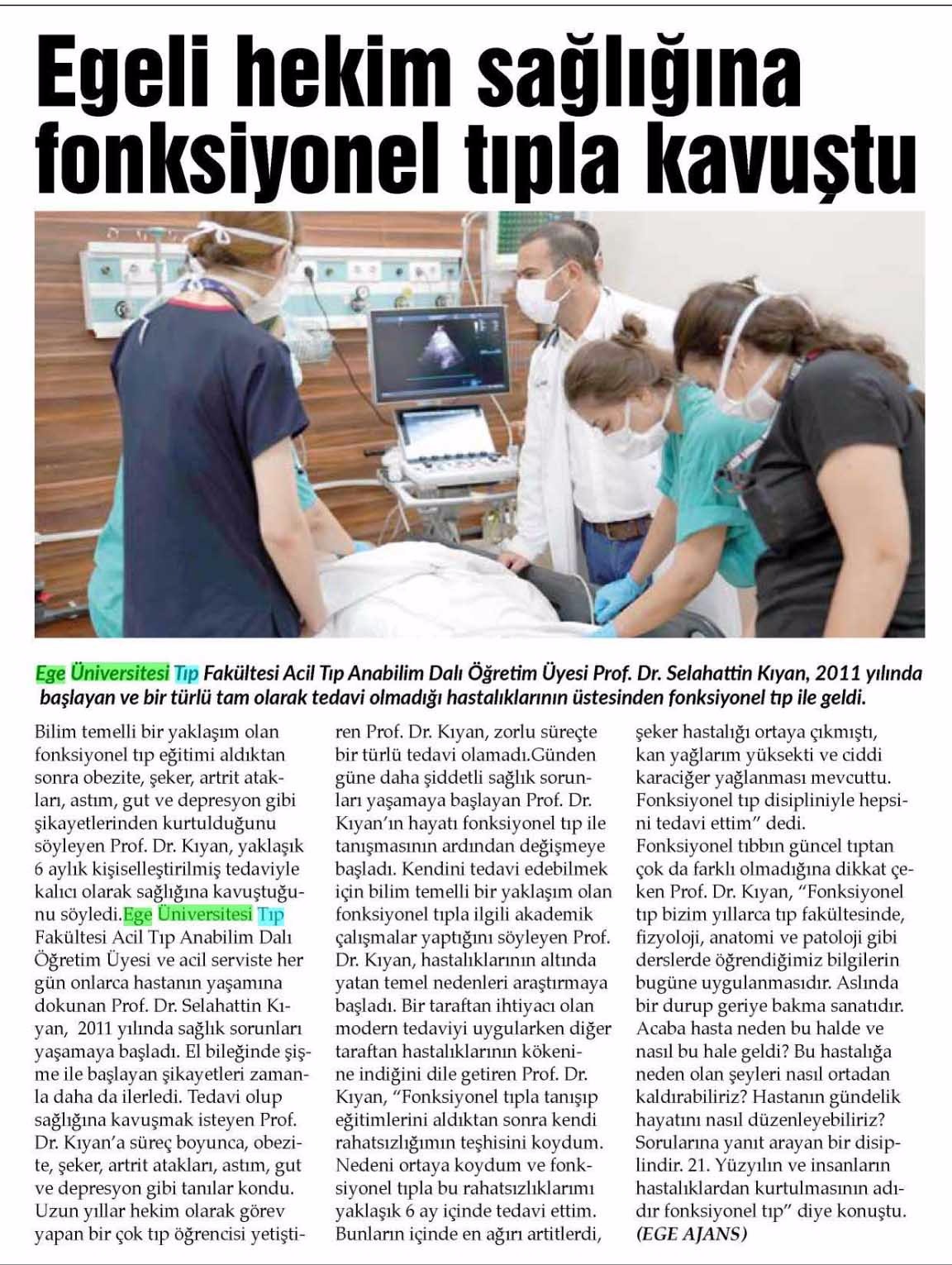 Egeli Hekim Sağlığına Fonksiyonel Tıpla Kavuştu